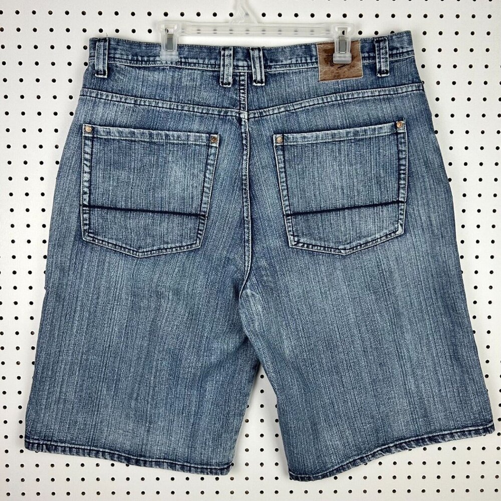 PJ Mark‎ Blue Baggy Jean Shorts Sz 40 Grunge Jorts Wide Leg Skate Y2K Hip Hop
